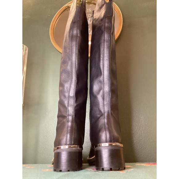 Vince Camuto Kensilie Black Leather Knee High Lug Sole Boots Size 8.5 - Picture 3 of 7